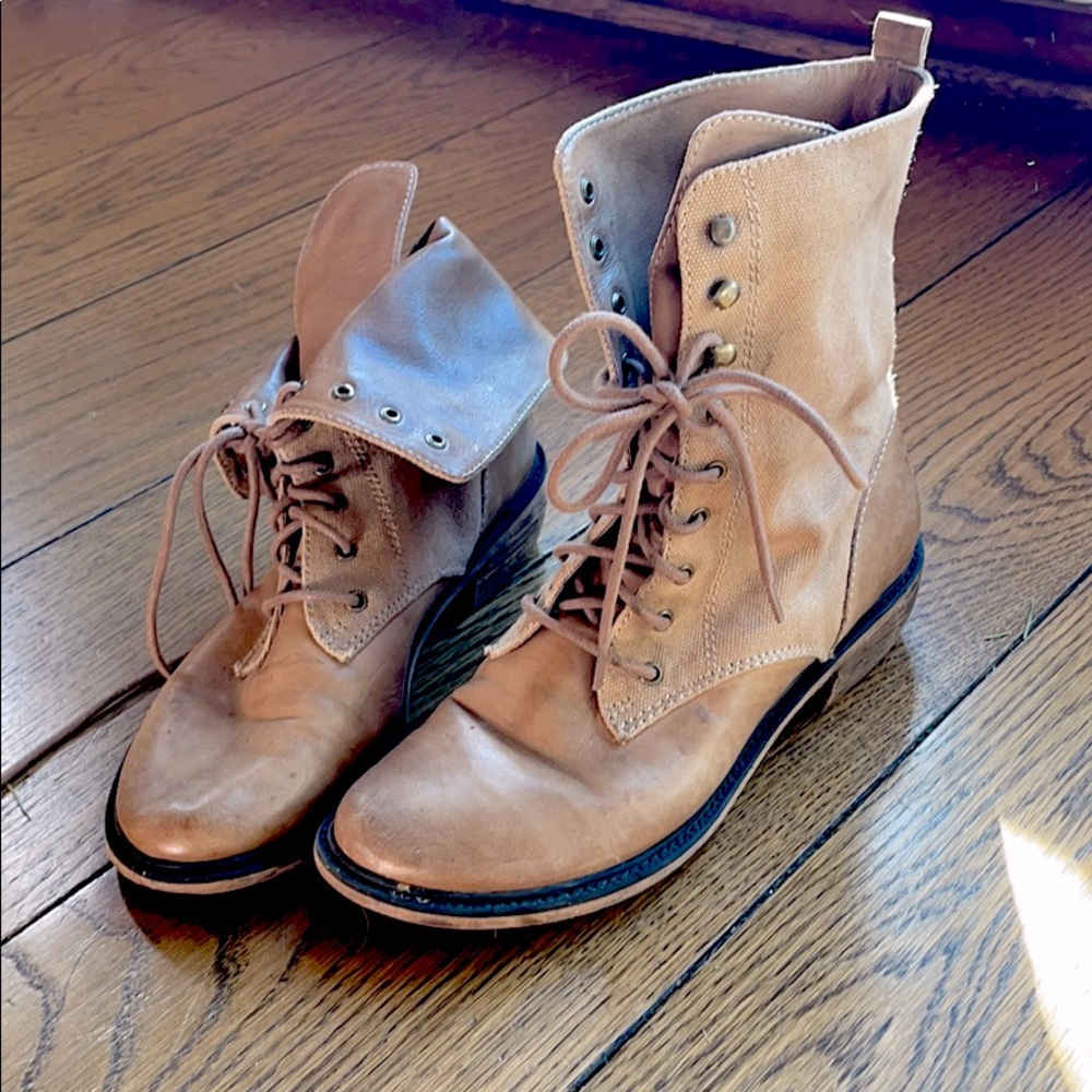 Taupe combat boots